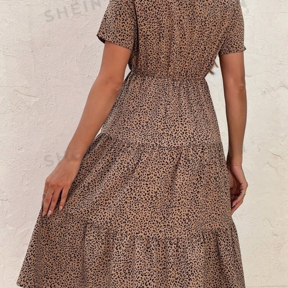 Leopard Print Ruffle Hem Dress - Picture 3 of 4
